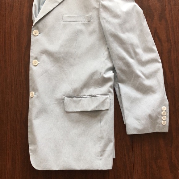 REFLECTIONS 2-Piece Costal Beach Cotton Blend Baby Blue Pinstripe Suit - Picture 8 of 13